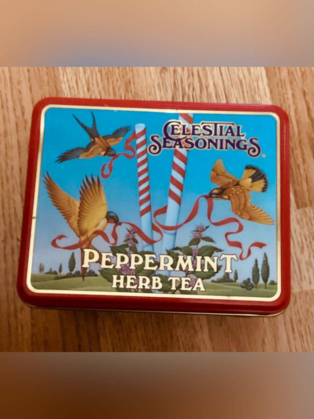 Vintage Celestial Seasonings Tin Peppermint Herb Tea 1985
